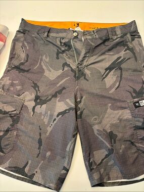 Rip Curl Gray Camouflage Cargo Boardshorts with Orange Waist